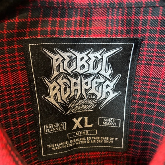 Rebel Reaper Salem Button-Down Red & Black Flannel Shirt Men XL Limited Release - Picture 3 of 6